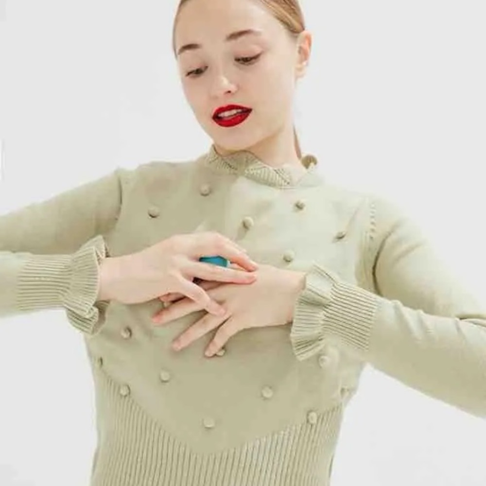 Miss Patina Wild Cherry Jumper Sweater in Matcha
